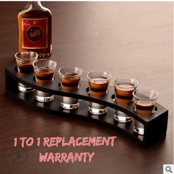 (TLWine) Shot Glass Set With Wooden Rack (6 Holes S-Shape) | Shopee ...