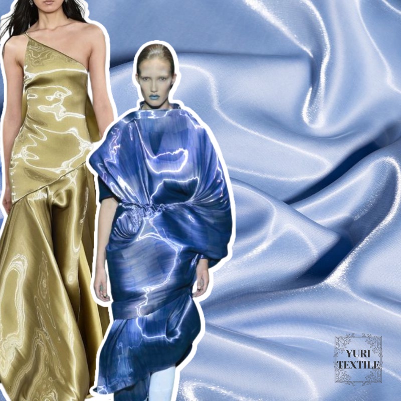 Premium Aqua Satin Fabric (35 Colours) Silky Metallic Flowy Fabric for