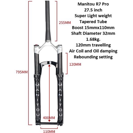 Manitou Markhor, Machete Comp, or R7 Pro 27.5 or 29 Air Fork Boost Tru ...