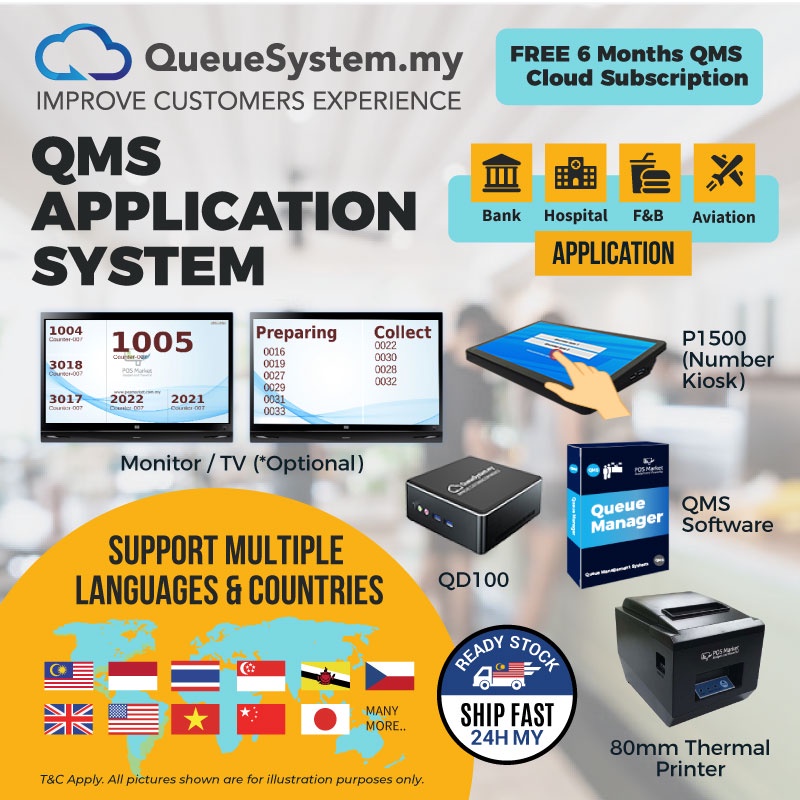 QMS Application System Queue Management System POSMarket Malaysia Ready