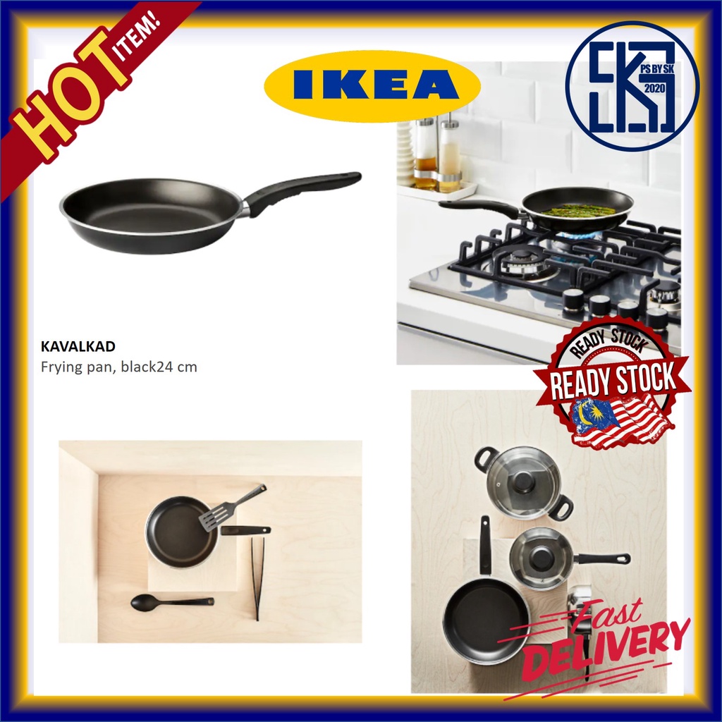 KAVALKAD Frying pan, set of 2, black - IKEA