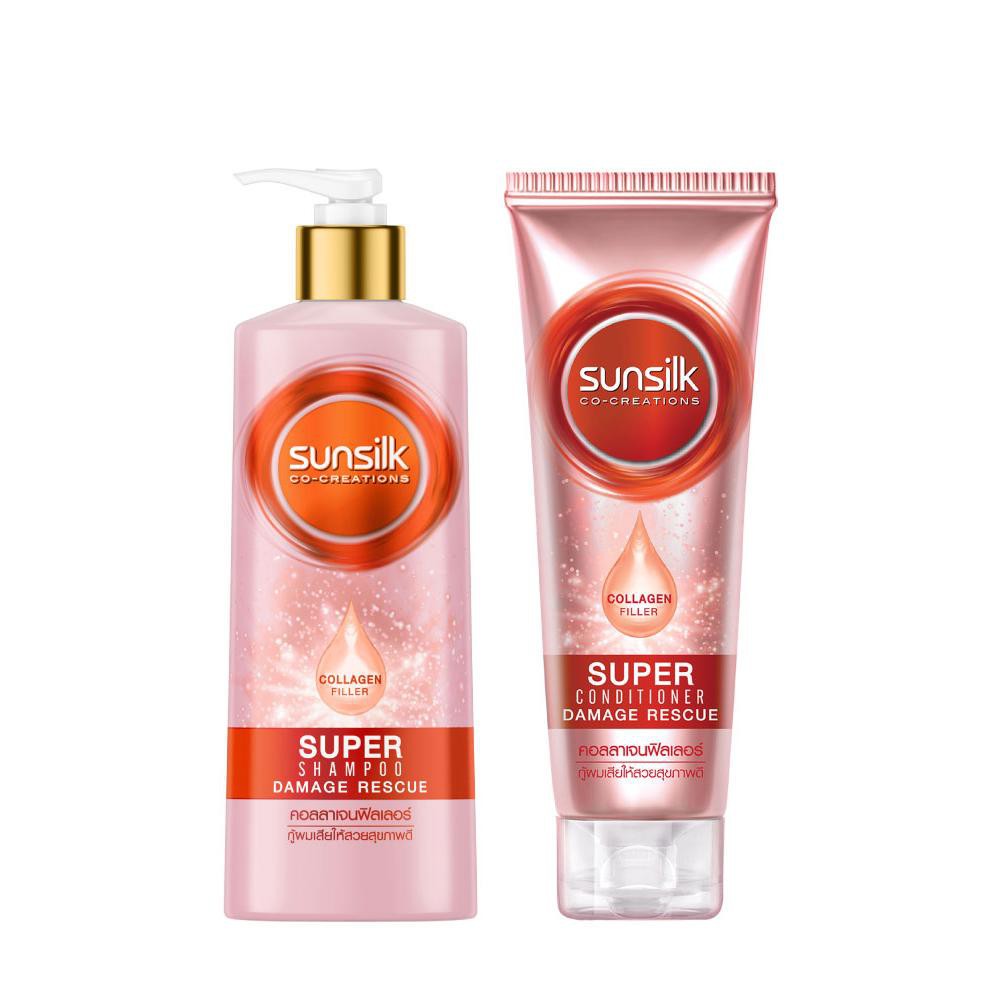 SUNSILK Super Collagen Damage Rescue (Shampoo 380ml + Super Conditioner ...