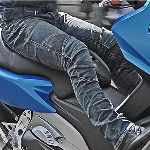 Women's Motorcycle Jeans All Season Protective Pants Straight Fit, Stretch  Fabric New Upgraded Knee Hip Detachable Armor (Color : Blue Upgrade, Size 