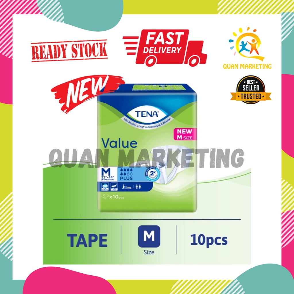 TENA Tape Value Adult Diaper M10/L8/XL8 (1 pack) / Adults Diapers / Fast Delivery