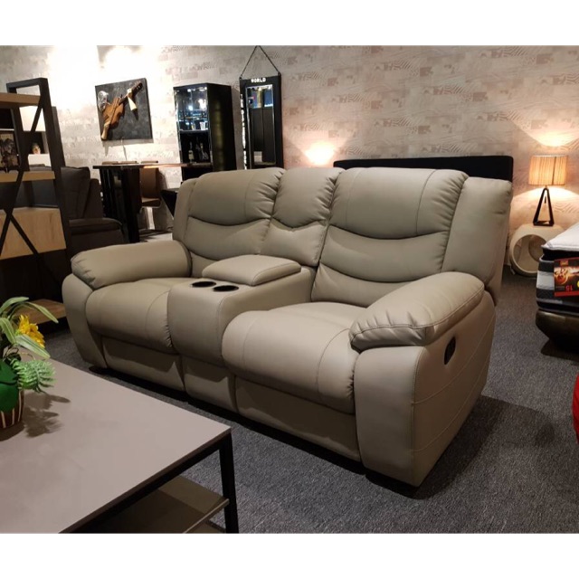 Two seater discount leather recliner sofa