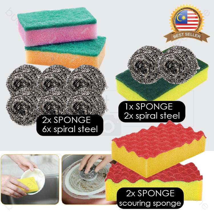 Dishwasher Sponge Spiral Steel Wool Scouring Pad Cleaning Sponges/Span