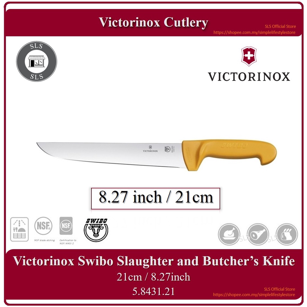SLS Victorinox Swibo Slaughter and Butcher Knife 21cm / 8.27 Inch Pisau ...