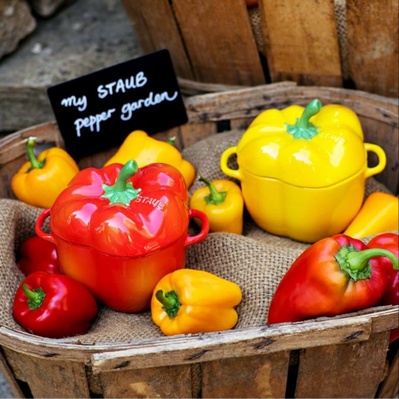 STAUB Ceramic Stoneware Red/Yellow Pepper Cocotte Shopee Malaysia
