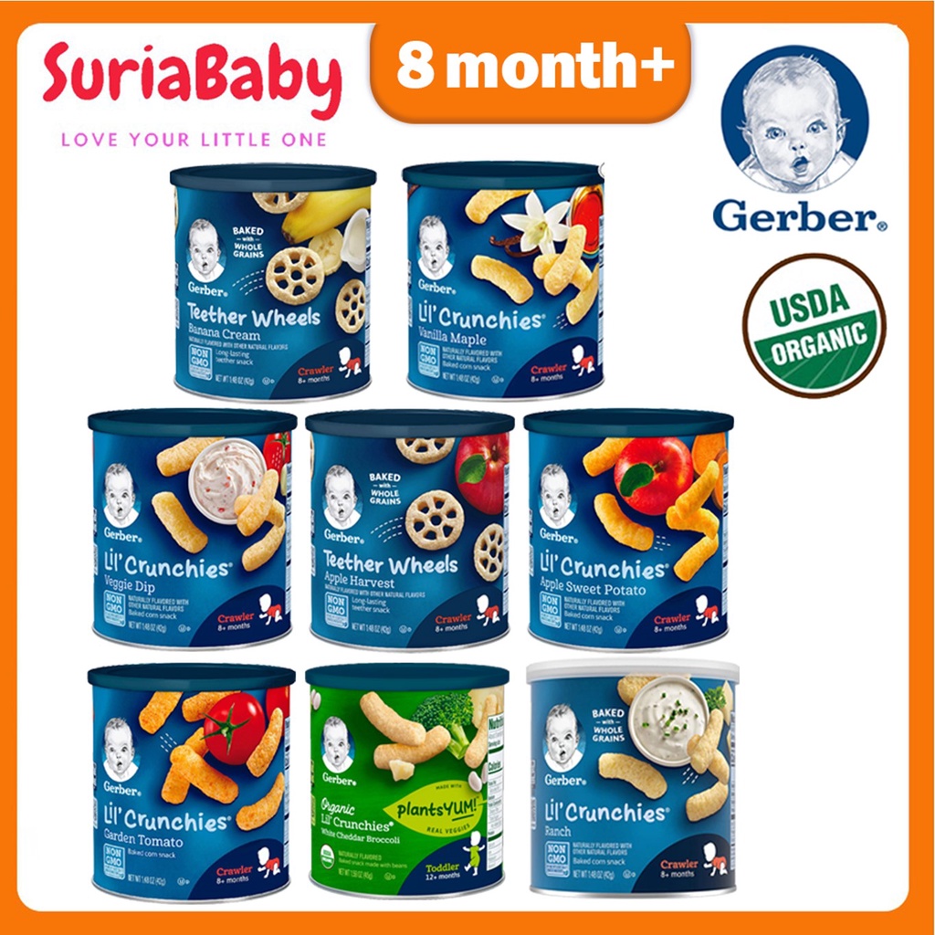 Gerber Lil Crunchies Mild Cheddar Snack Bebe 42g 2 Pack