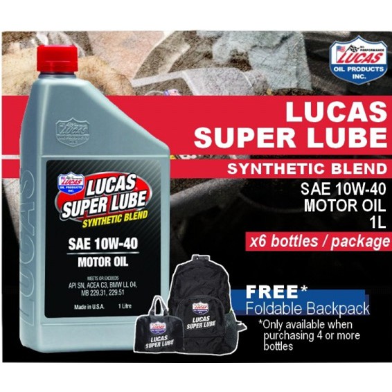 Lucas Super Lube Synthetic Blend 10w40 10w 40 Motor Oil 1l 6 Bottles Shopee Malaysia 1438