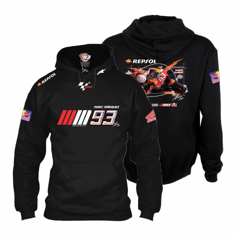 Hoodie Honda offers Moto GP 93 Marc Marquez Racing Zip Hoodie Red Size Large