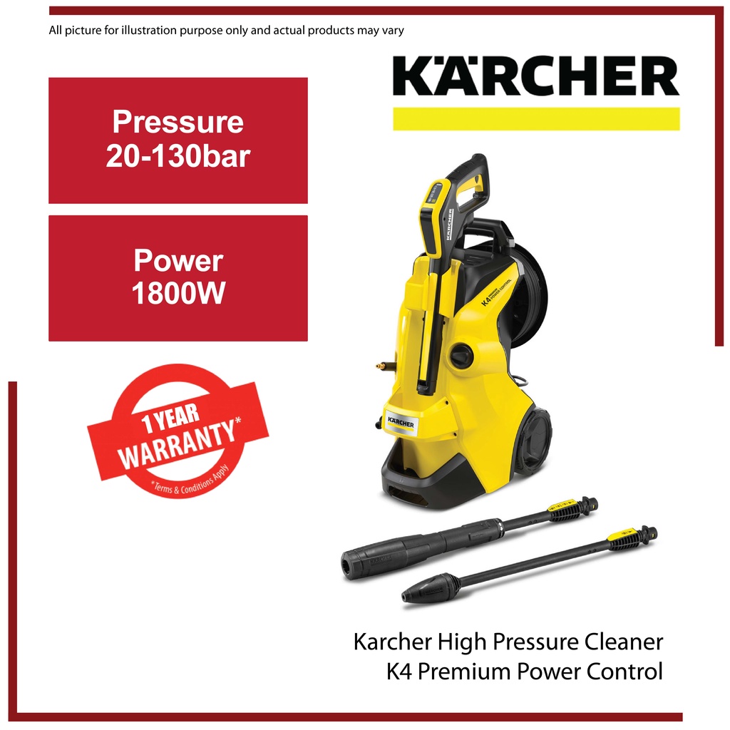 KARCHER K4 PREMIUM POWER CONTROL HIGH PRESSURE WASHER (130BAR) Shopee