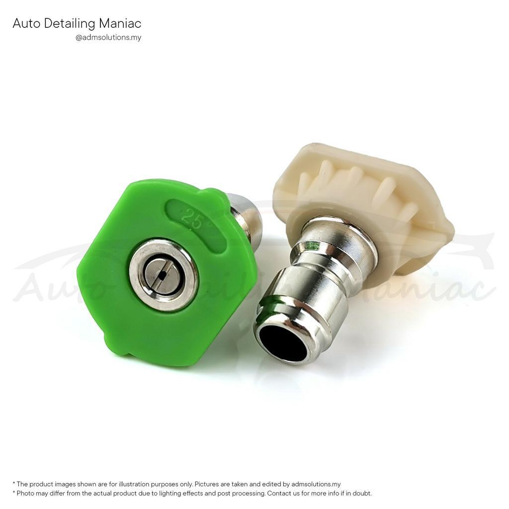 High Pressure Spay Nozzle Tip (1pc) Variable Orifice Size for 25 & 40 Degree Quick Connect