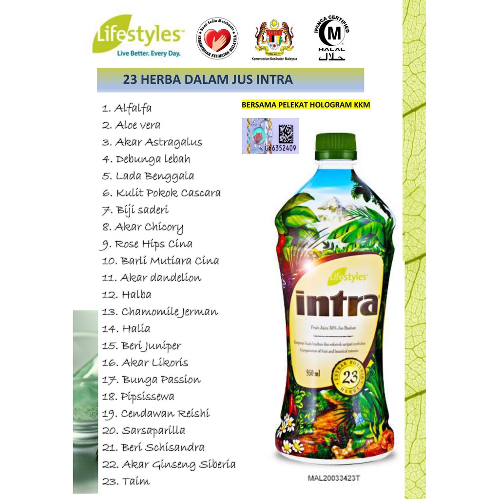 ORIGINAL INTRA Lifestyle Juice DENGAN Sticker Hologram KKM Shopee