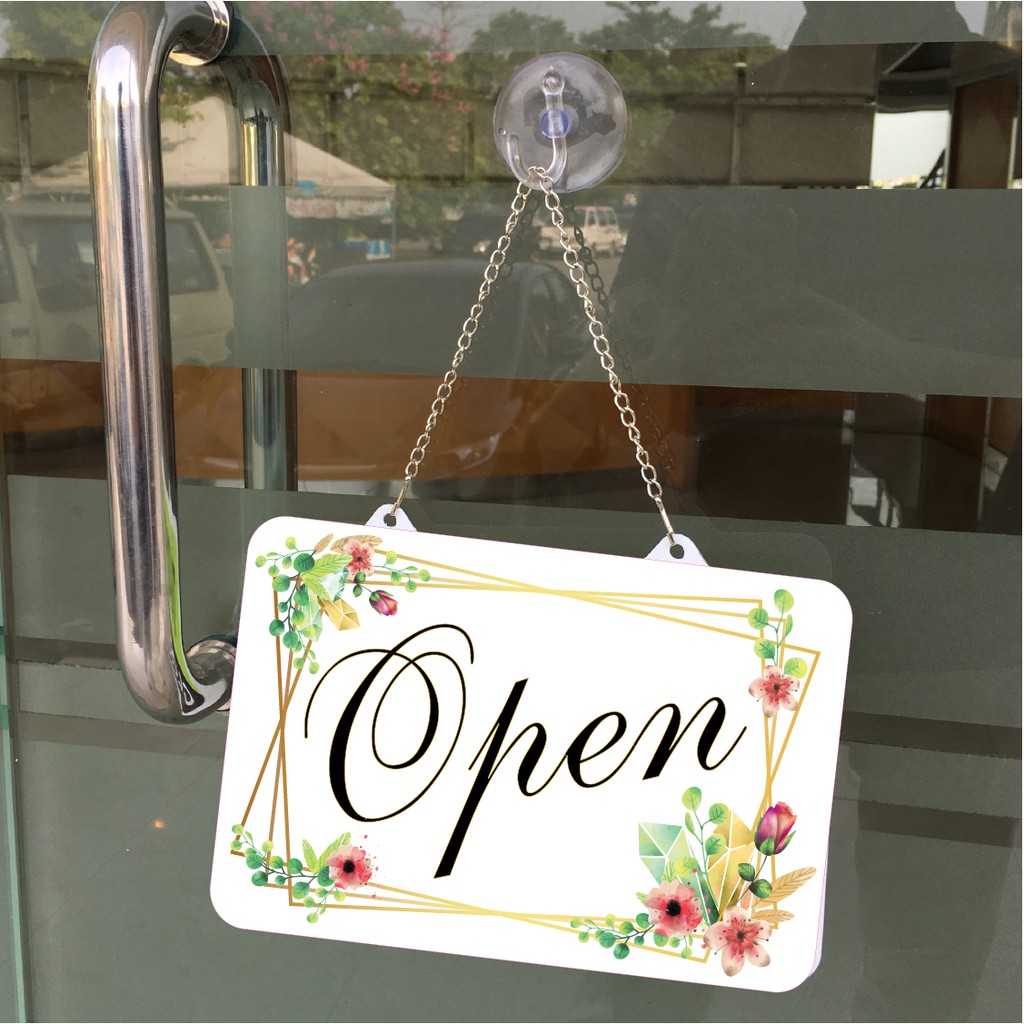 OPEN & CLOSED DOOR SIGN BOARD WITH CHAIN & SUCTION CUP 170 X240MM ...