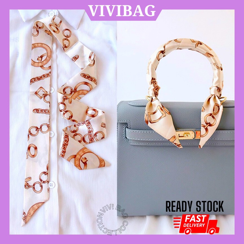 RIBBON HANDBAG Twilly Scarf Ribbon Bag Accessories Women Handbag Women  Handle DIY OOTD Style Woman VIVI A005