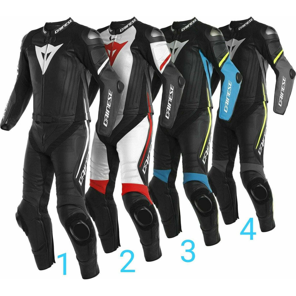 2-Piece Motorcycle Racing Leather Track Suit With Armor - Black, Top Grain Cowhide, Perforated