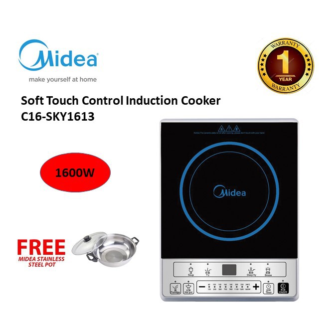 Midea Soft Touch Control Induction Cooker C16SKY1613 (1600W) Shopee
