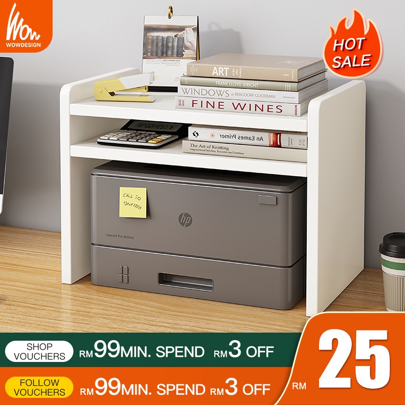 Book Rack Tabletop Bookshelf Desktop Organizer Printer shelf Bookcase ...