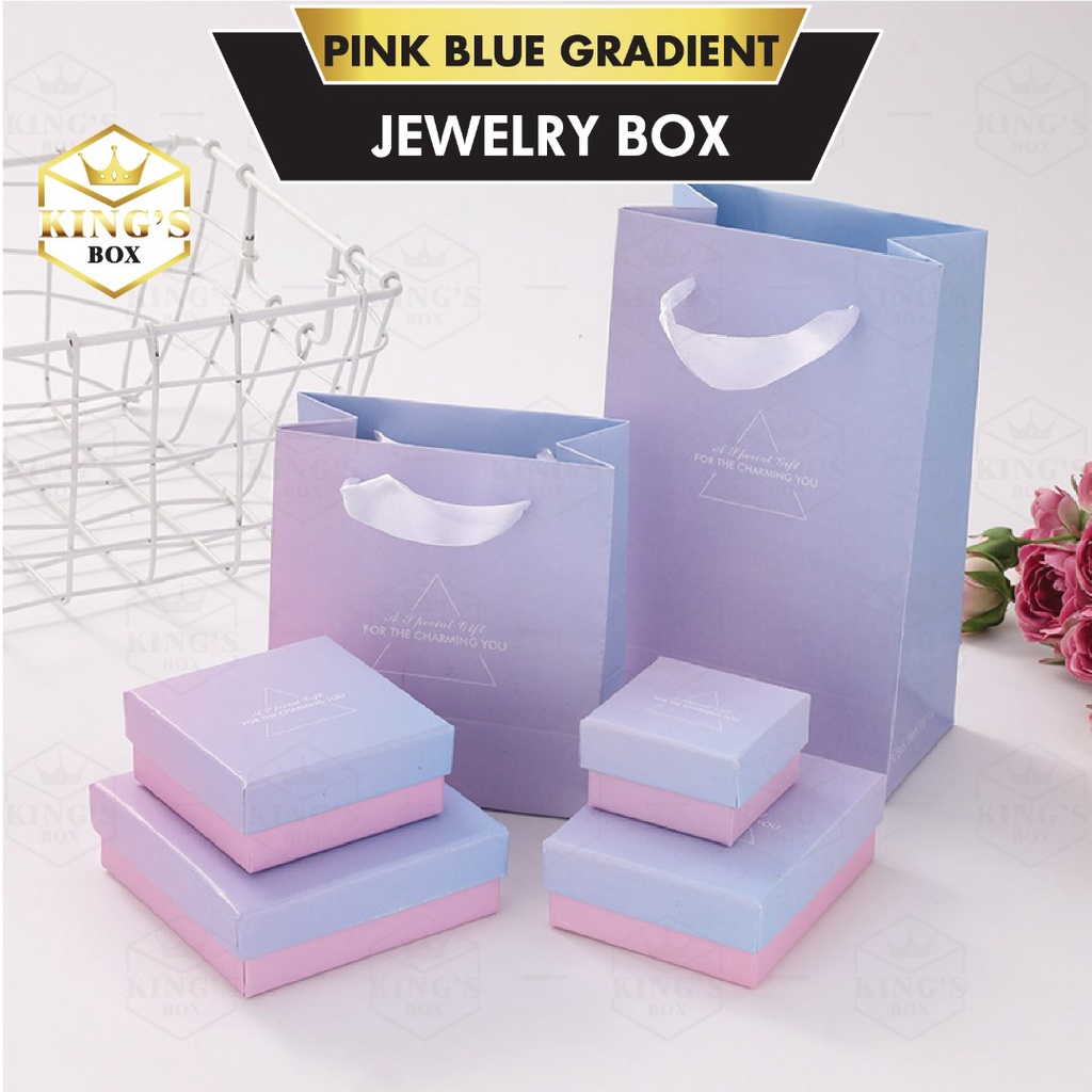 Pink Blue Gradient Jewelry Packaging Box Highend Jewelry Box Gift