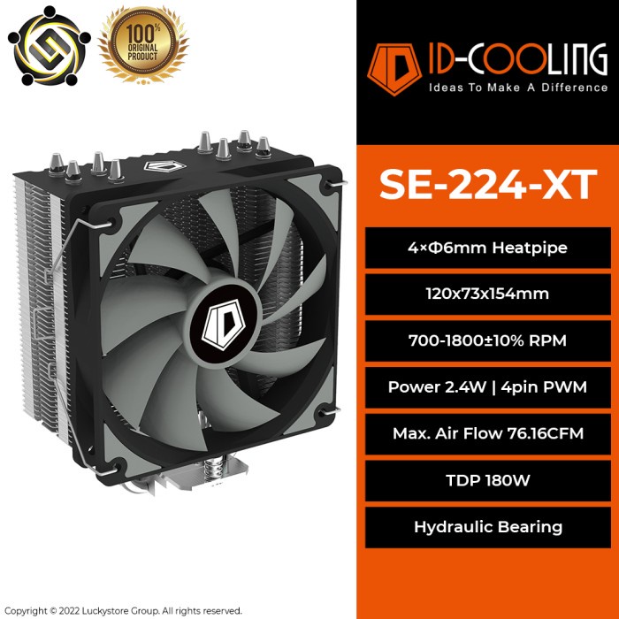 Id-cooling SE-224-XT Basic Dual Fan CPU Cooler (Intel/AMD) | Shopee ...