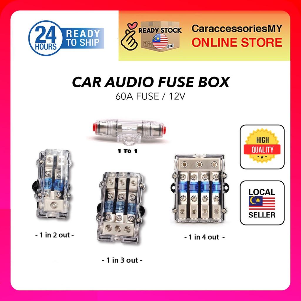 60A 1 To 4 Car Vehicles Auto Audio Power Fuse Holder Safety Fuse Box