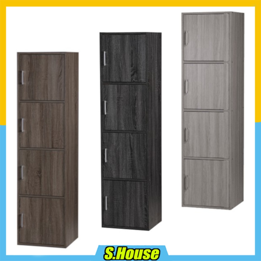 4 Tier Shelf Cabinet Cupboard Wood Rack Cloth File Book Study Rak 4 ...