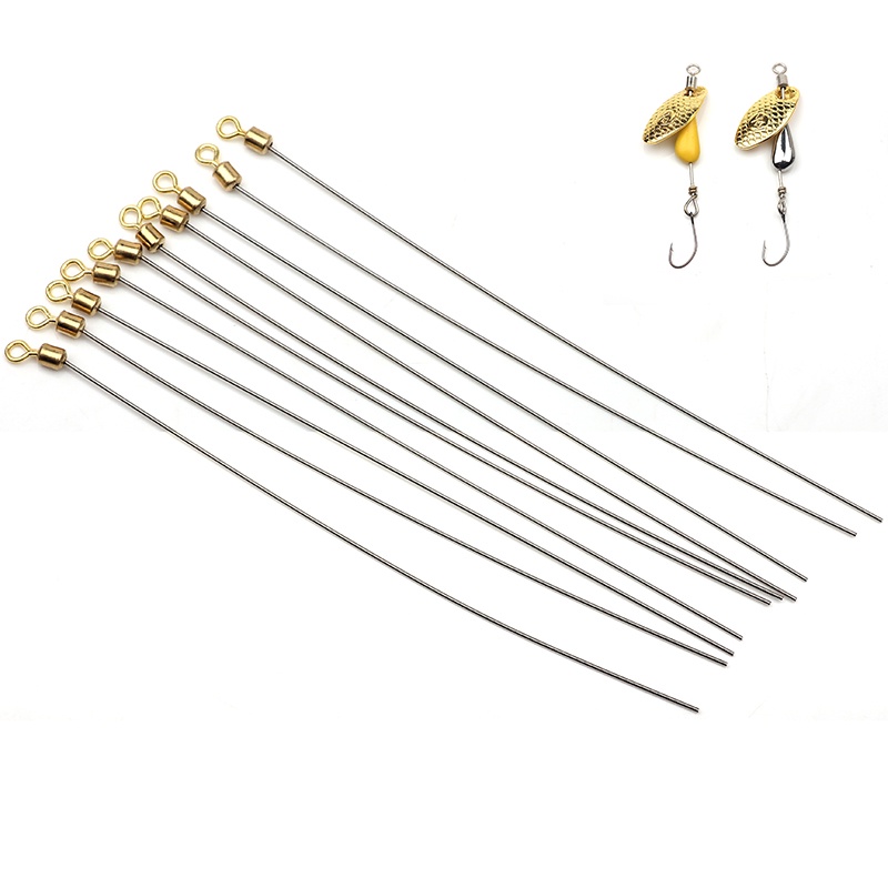 10/20/50 Fishing Lure Making Accessories Fishing Shaft with Barrel Swivels Stainless  Steel Looped Lure Wire Spinner Wire Shafts
