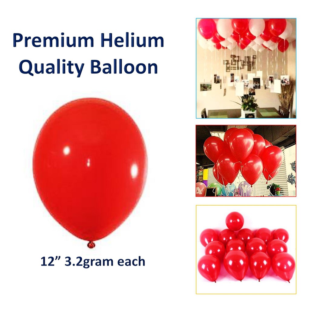 Sempertex 12" 3.2gram Red Color Helium Quality Latex Balloon Helium Gas