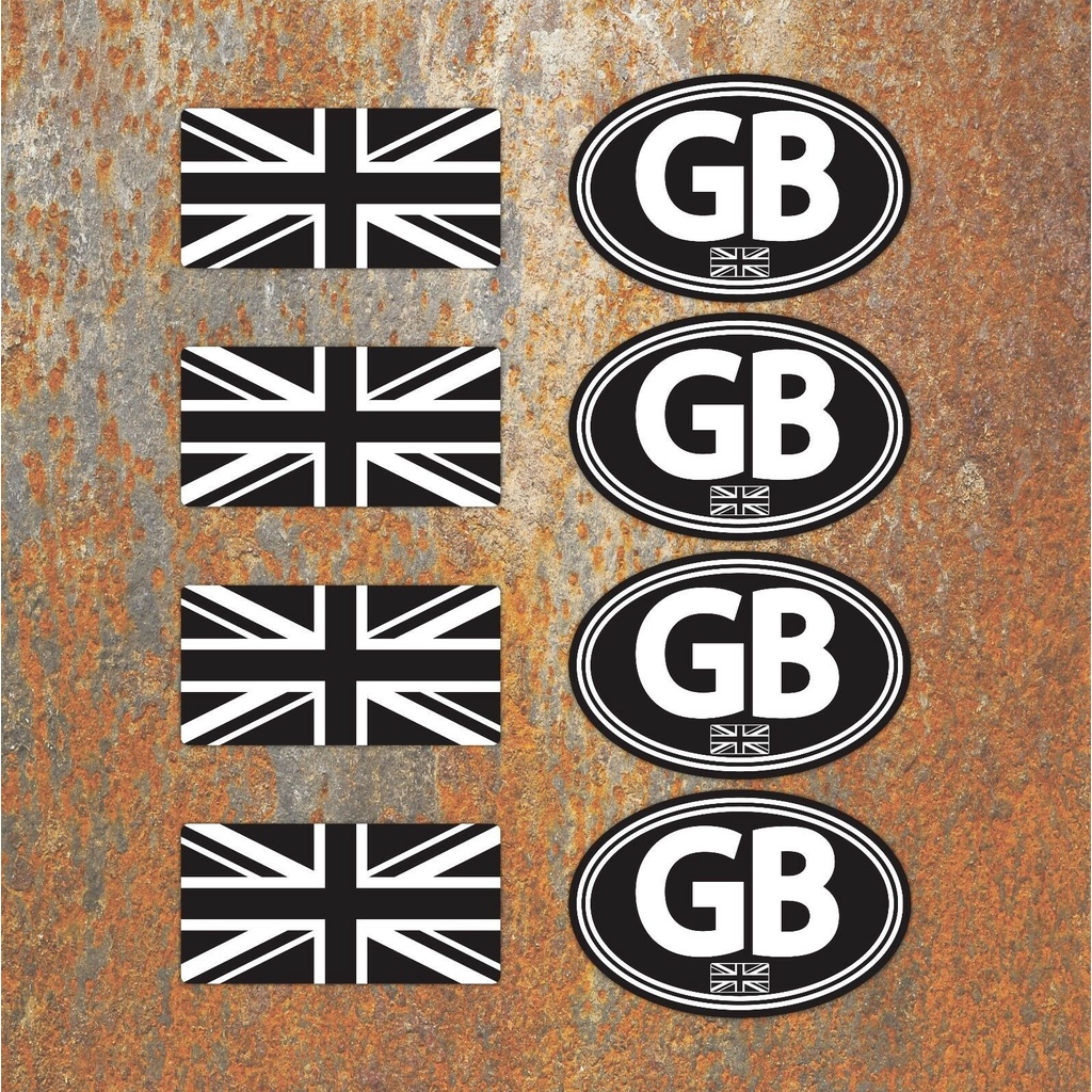 1Set GB Union Jack Laminated Black White Stickers Motorbike Scooter ...