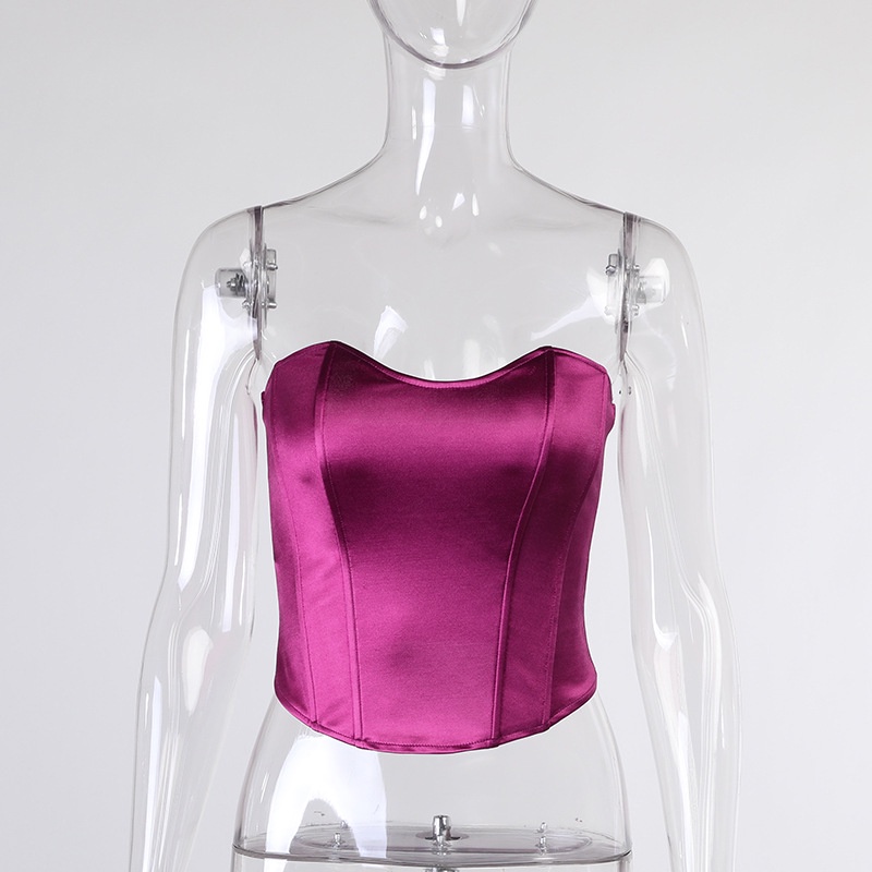 Fashionable Sexy Tube Top Solid Color Three-piece Suit