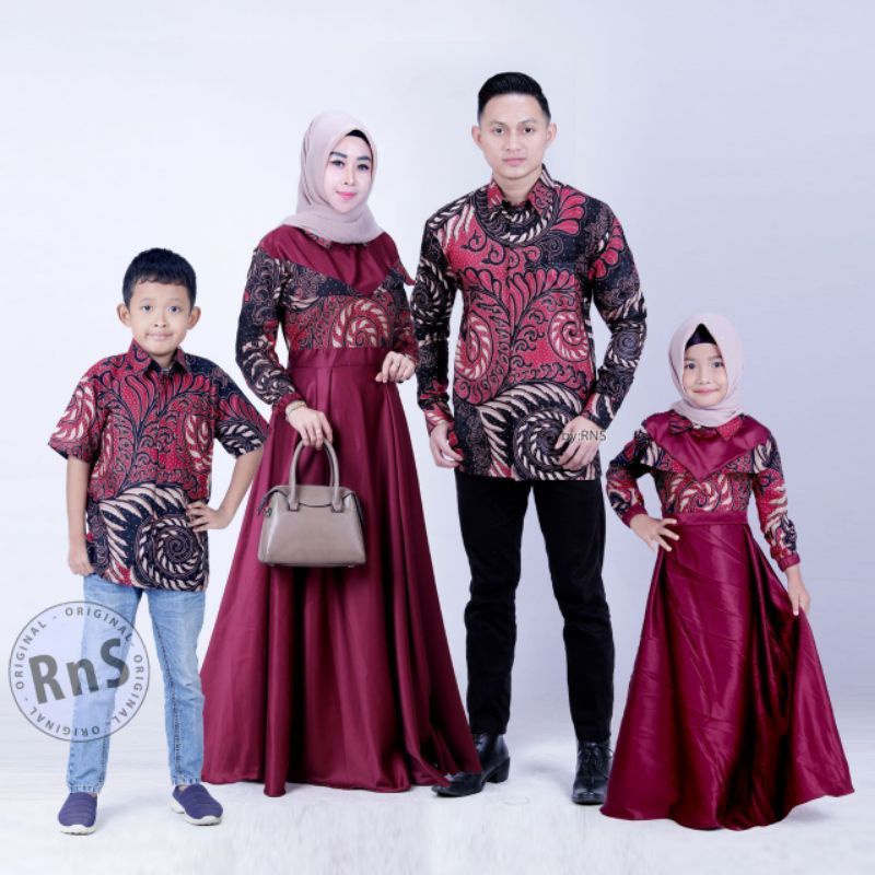 MERAH Couple batik modern couple batik family couple batik jumbo red ...