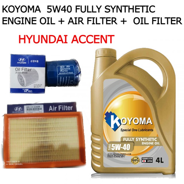 HYUNDAI ACCENT 1.5 AIR FILTER + OIL FILTER + KOYOMA 5W40 FULLY ...