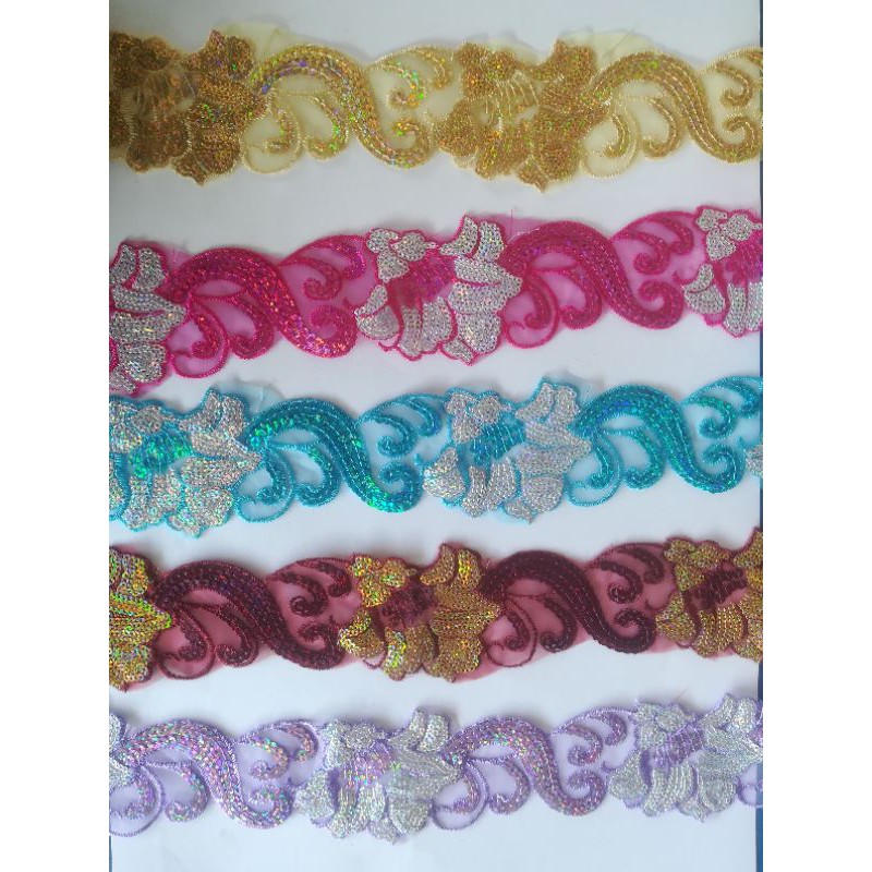 Lace Baju Sequin Renda Labuci / Gubahan Hantaran (6.5cm X 1meter ...