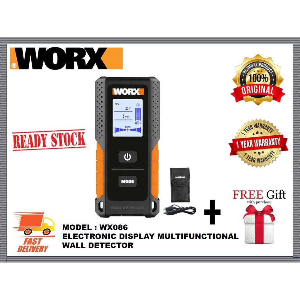 WORX WX086 ELECTRONIC DISPLAY MULTIFUNCTIONAL WALL DETECTOR