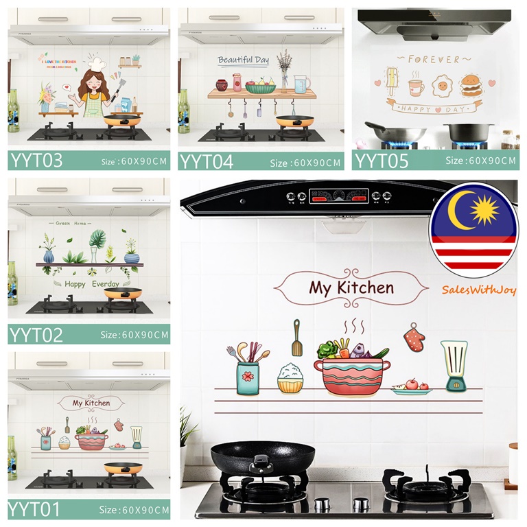 【SalesWithJoy】Kitchen Anti-Oil Stickers Home Decoration Waterproof ...