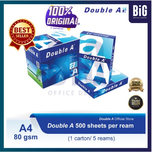 【READY STOCK | 1RIM】DOUBLE A PAPER A4 80GSM | A4 80GSM DOUBLE A PAPER ...