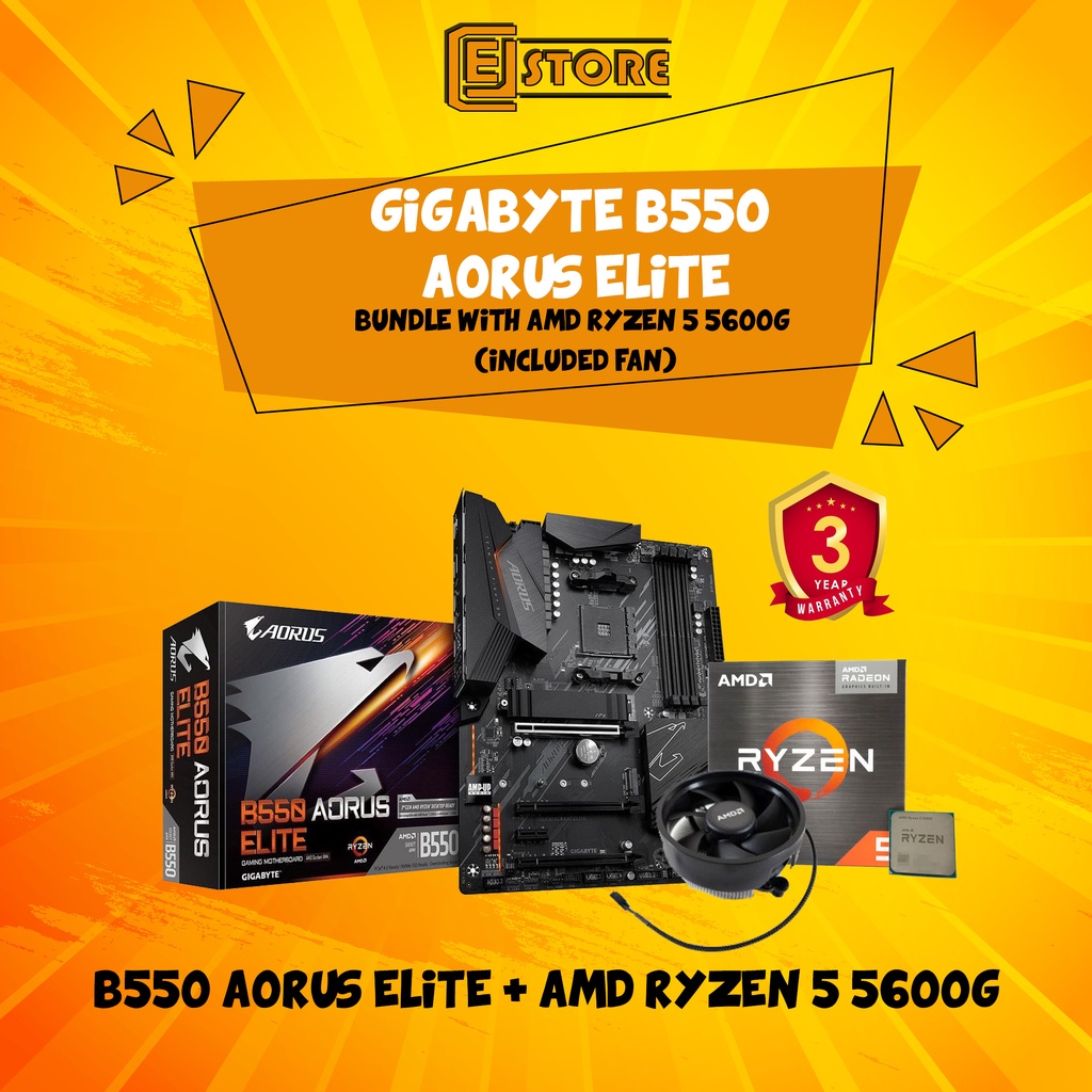 BUNDLE SET GIGABYTE B550 AORUS ELITE + AMD RYZEN 5 5600G Shopee Malaysia