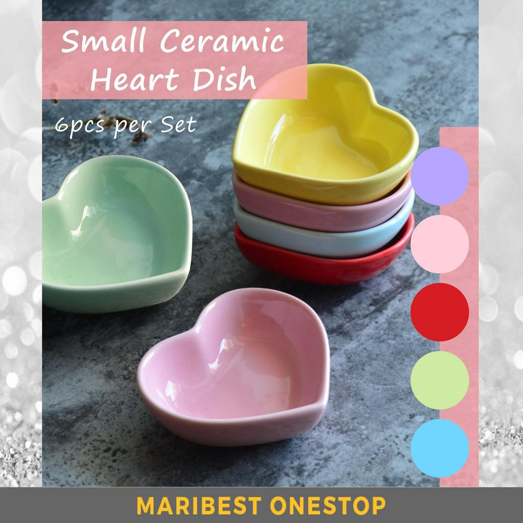 6pcs / Set Sauce Plate Mini Dish Saucer Seasoning Dipping Kitchen Heart