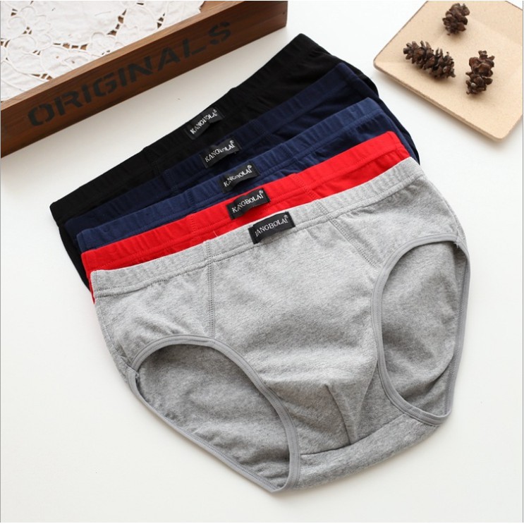 New Cotton Loose Male men Underwear Mid Waist Plus Size Briefs