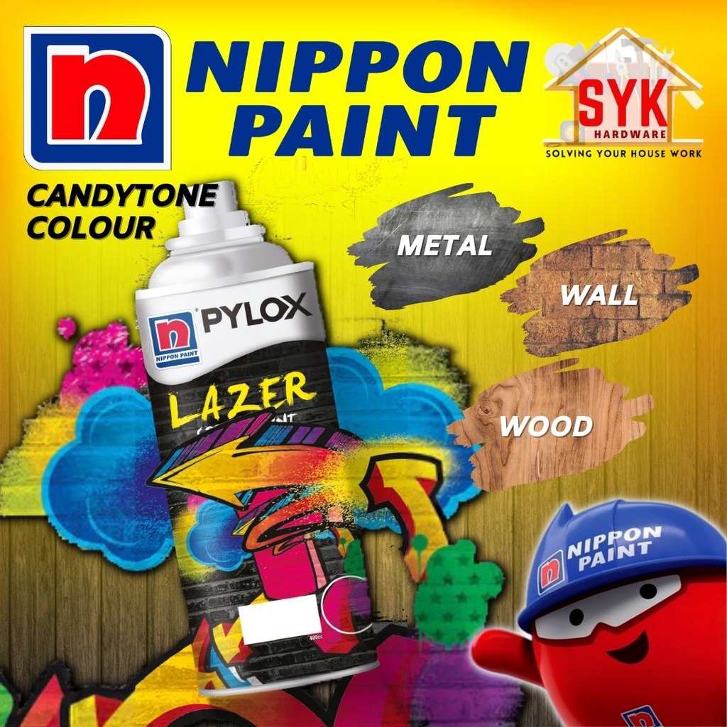 SYK Nippon Pylox Lazer Spray Paint (Candytone Colours) Spray Colour For ...