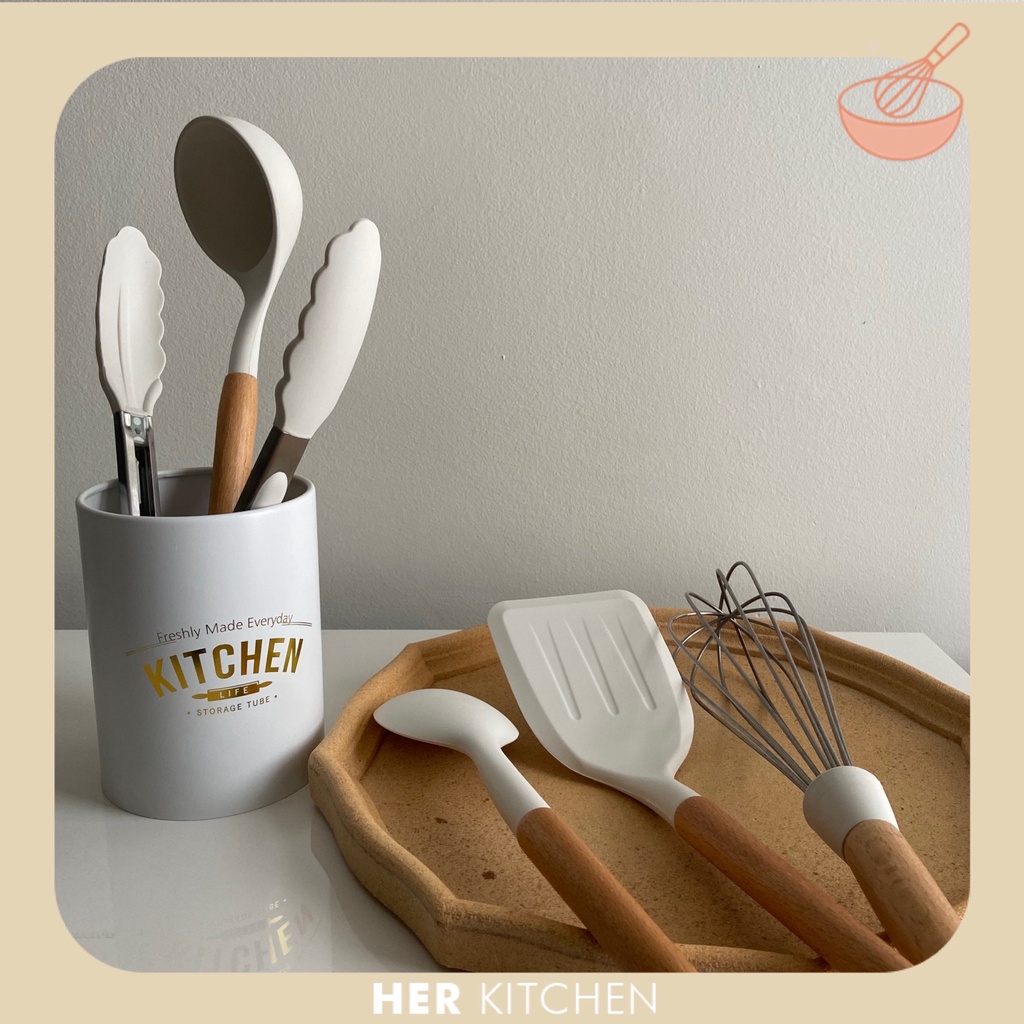 Ins Non-stick Nordic White Silicone Kitchen Kitchenware Cooking Knife ...