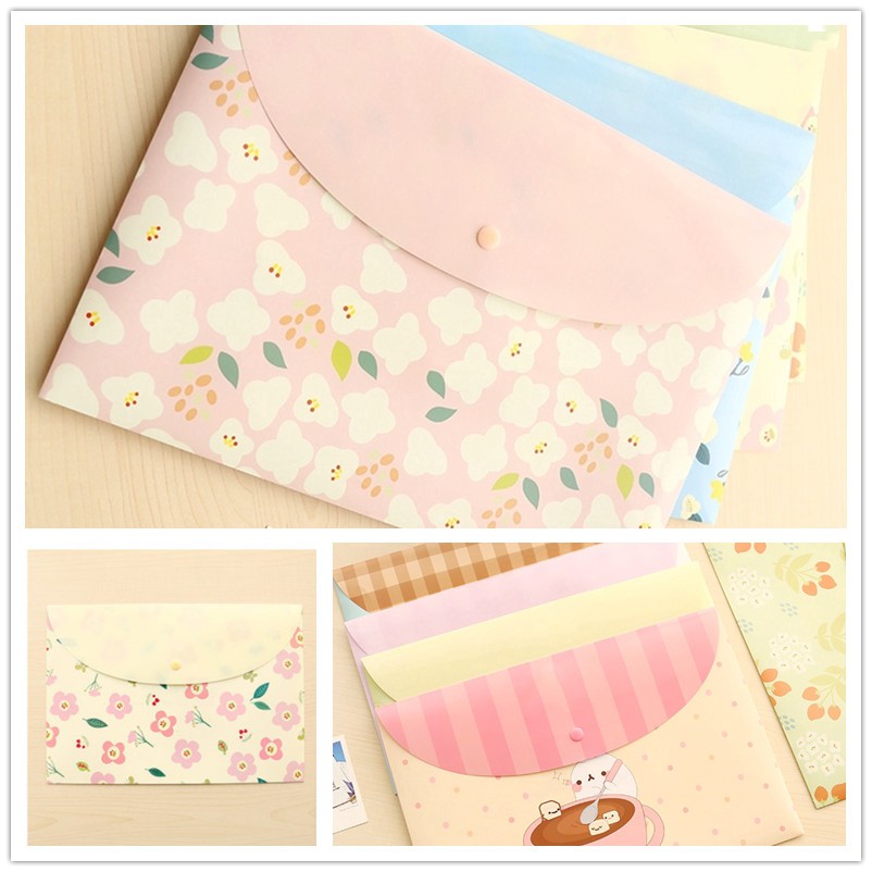 Cartoon A4 File Bag Office Information Organizer Bag Floral Office ...