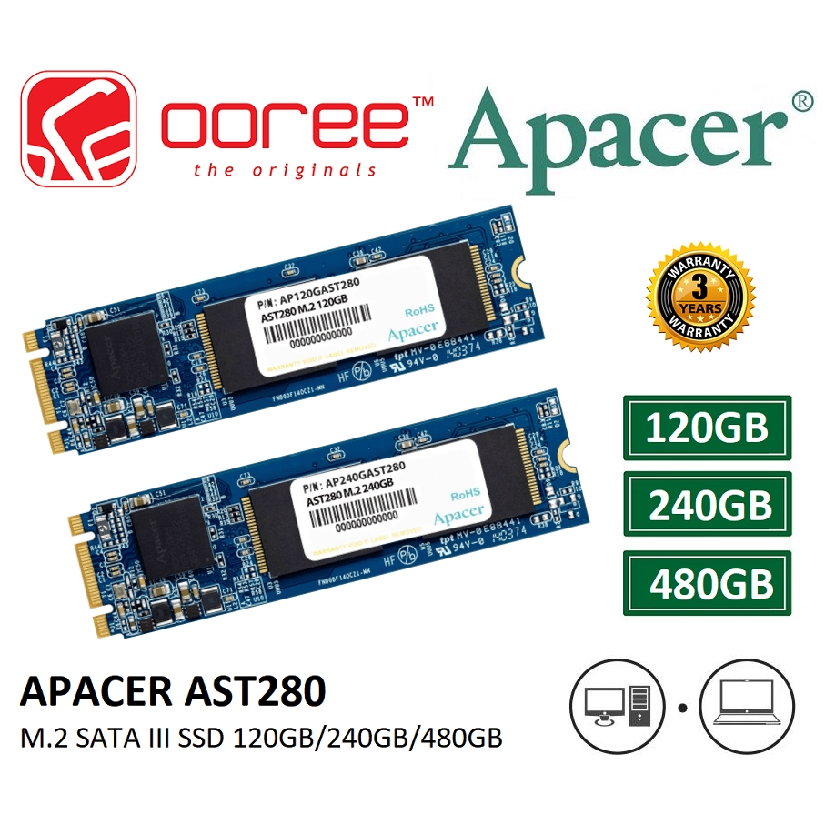 APACER SSD 6Gb/S M.2 2280 SATA III AST280 120GB (AP120GAST280-1 ...