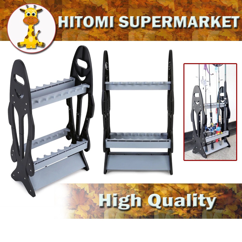Hitomi Lightweight Easy Take Fishing Rod Rack Pole Holder Stand Organizer  Rack For 16 Rods Outdoor Fish Rod Holder 4120