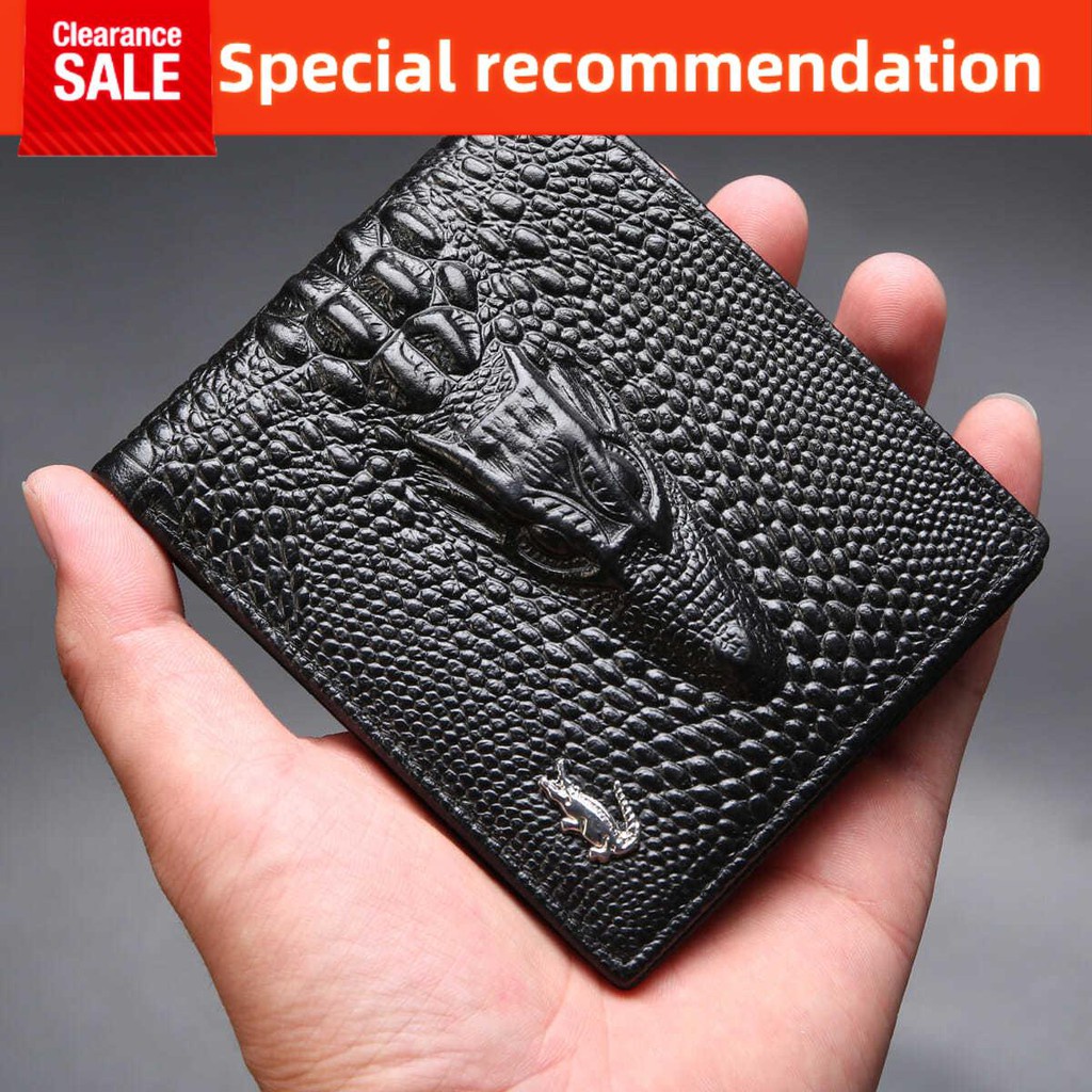 Fashionable Crocodile Pattern Short Wallet With Multiple Card