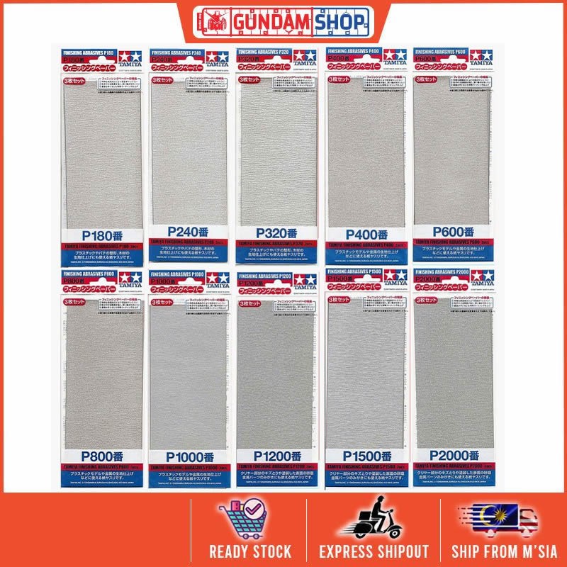 Tamiya Finishing Abrasives Sandpaper Sanding Paper P180 P2000 (3pcs