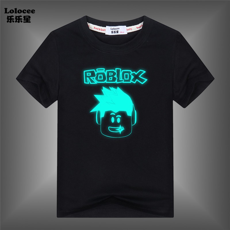 Kids Cartoon Roblox Luminous T Shirt Boy Summer Short Sleeve Glow In