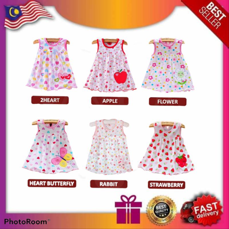 Marmine Cute Baby Girl Mini Dress White Cartoon | Shopee Malaysia
