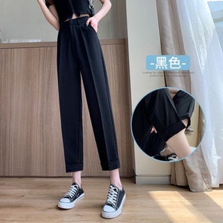 READY STOCK Suit Pants Women's 2021 New Korean Style High Waist Slimming  Straight-Leg Pants Cropped Cigarette Tube